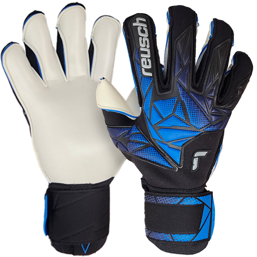 Reusch Attrakt RE:Grip Finger Support Goalkeeper Gloves Black/Blue